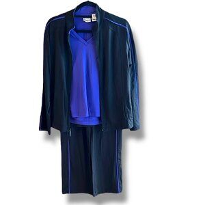 Chico’s Spa 3 piece leisure suit in purple and black